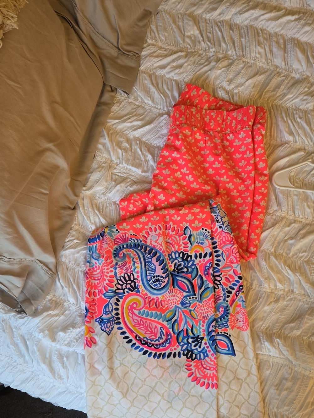 Lilly Pulitzer Neon Coral Paisley Print Wide Leg Pants